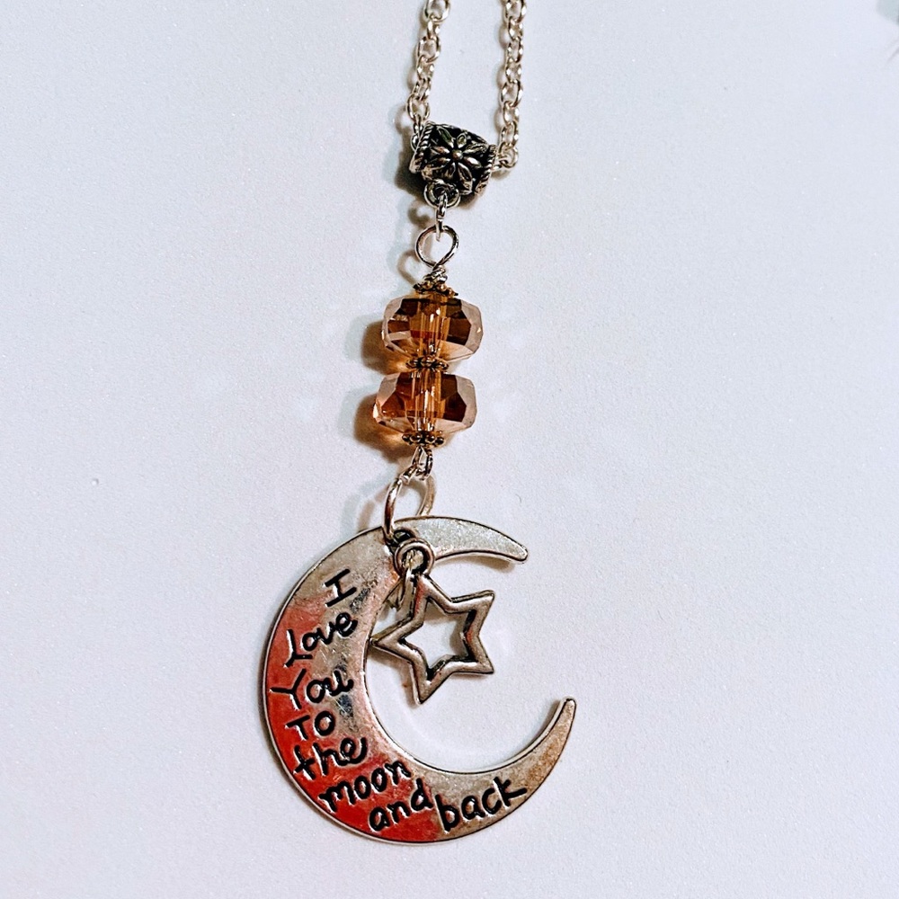 Moon star charm love you to moon necklace